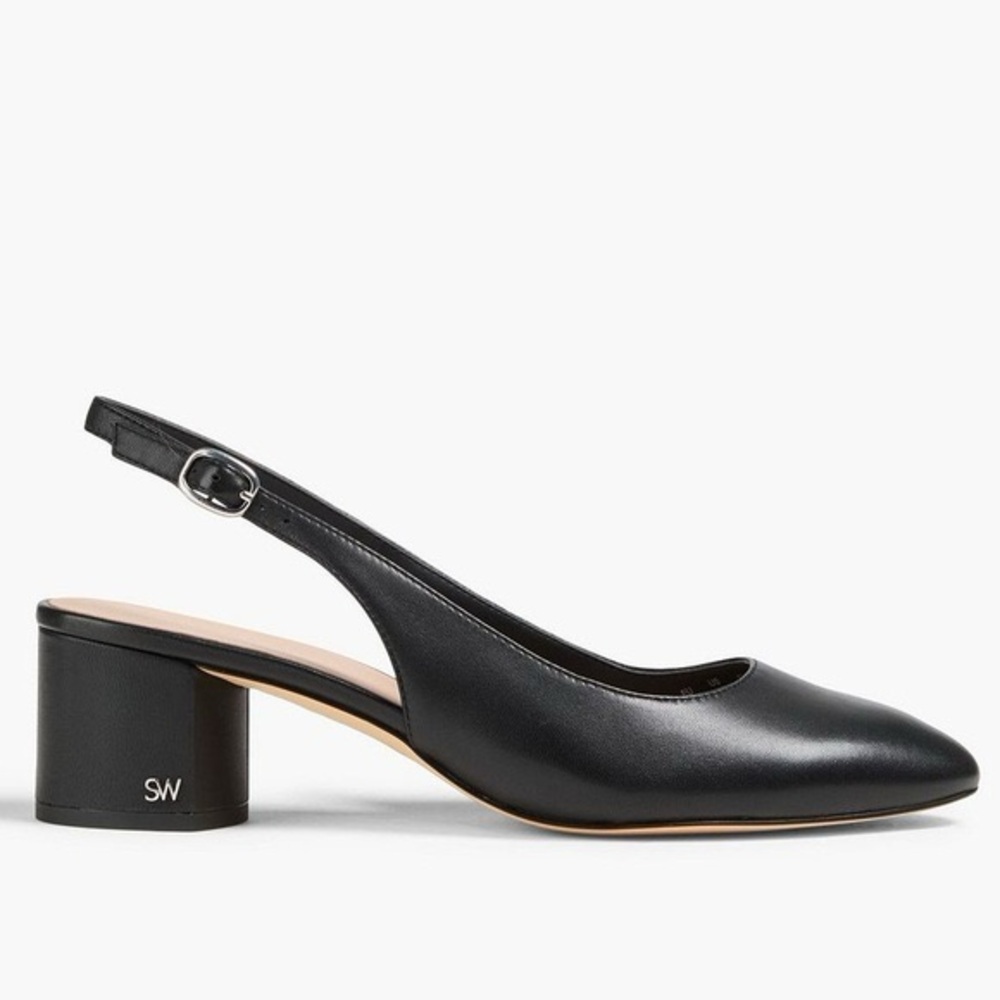 NEW Stuart Weitzman Bridget Slingback Pump Black Leather 8